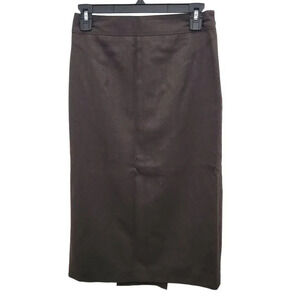 Ann Taylor LOFT Women's Brown 100% Wool Pencil Lined Midi Career Skirt Size 0‎